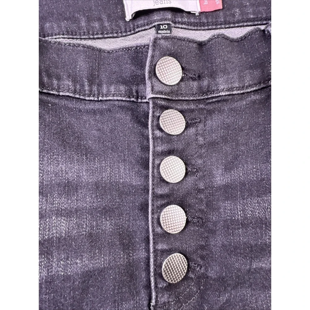 Cabi Jeans Button Fly Skinny Women 10 Black Bohemian City Preppy Straight